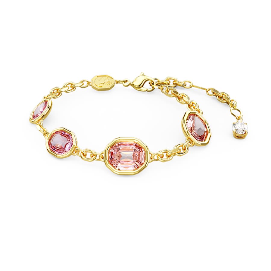 PULSERA SWAROVSKI IMBER TALLA OCTOGONAL, ROSA, BAÑO TONO ORO, TALLA M