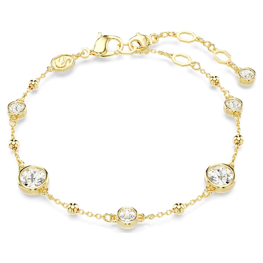 PULSERA SWAROVSKI IMBER TALLA REDONDA, DISECÑO DISTRIBUIDO, BLANCA, BAÑO TONO ORO, TALLA M