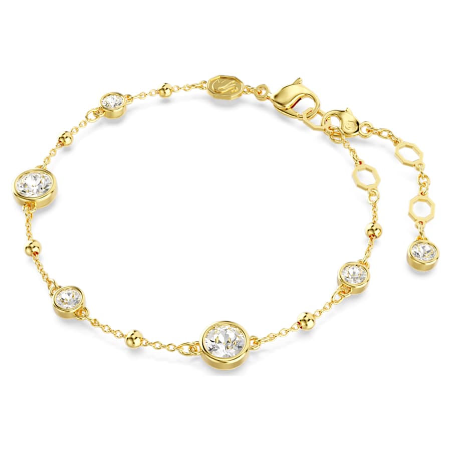 PULSERA SWAROVSKI IMBER TALLA REDONDA, DISECÑO DISTRIBUIDO, BLANCA, BAÑO TONO ORO, TALLA M