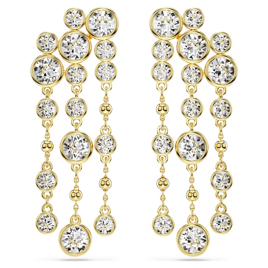 ARETES SWAROVSKI IMBER TALLA REDONDA, ARACÑA, BLANCO, BAÑO TONO ORO