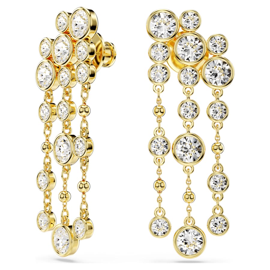 ARETES SWAROVSKI IMBER TALLA REDONDA, ARACÑA, BLANCO, BAÑO TONO ORO