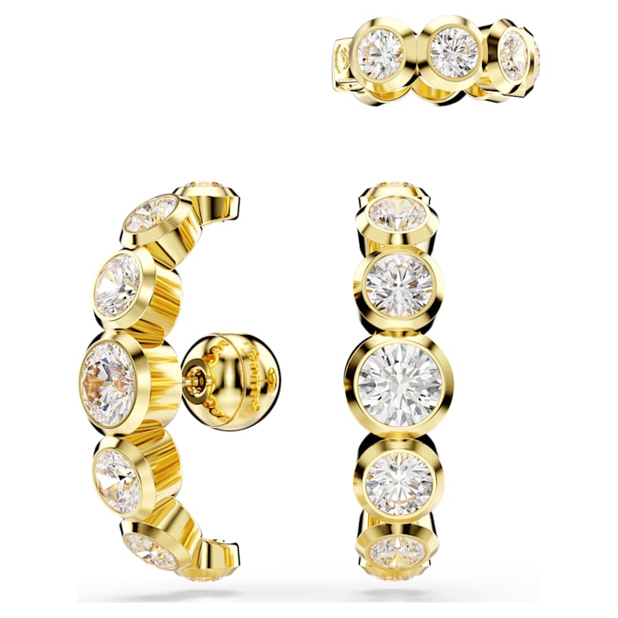 ARETES SWAROVSKI IMBER CONJUNTO (3), TALLA REDONDA, BLANCO, BAÑO TONO ORO