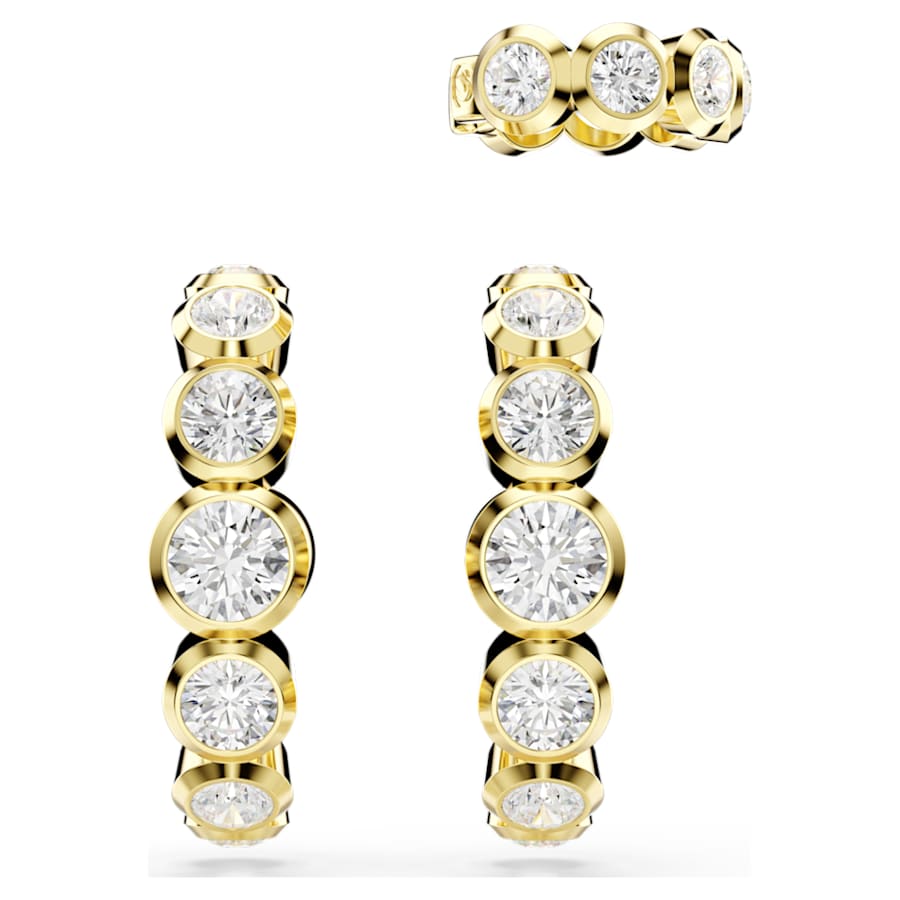 ARETES SWAROVSKI IMBER CONJUNTO (3), TALLA REDONDA, BLANCO, BAÑO TONO ORO