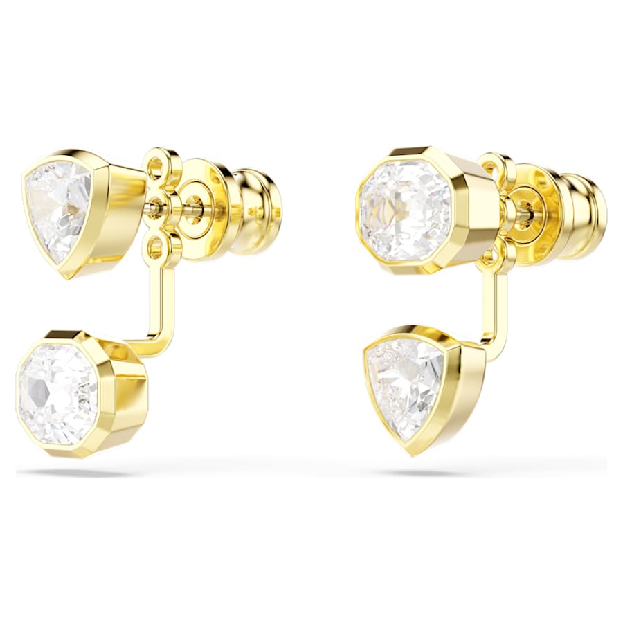 ARETES SWAROVSKI IMBER, DISEÑO JACKET, BLANCO, BAÑO TONO ORO