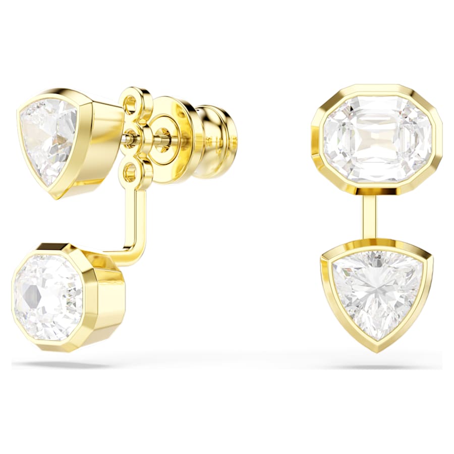 ARETES SWAROVSKI IMBER, DISEÑO JACKET, BLANCO, BAÑO TONO ORO