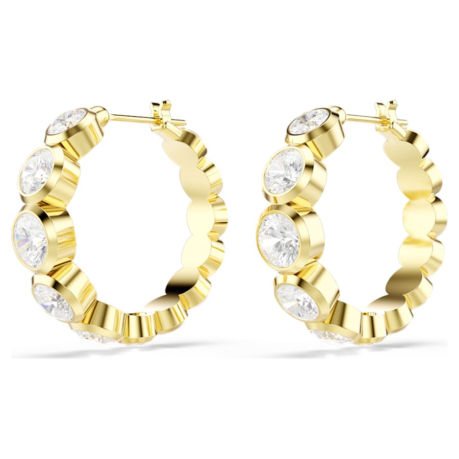 ARETES SWAROVSKI IMBER, DISEÑO MINI HOOP, BLANCO, BAÑO TONO ORO