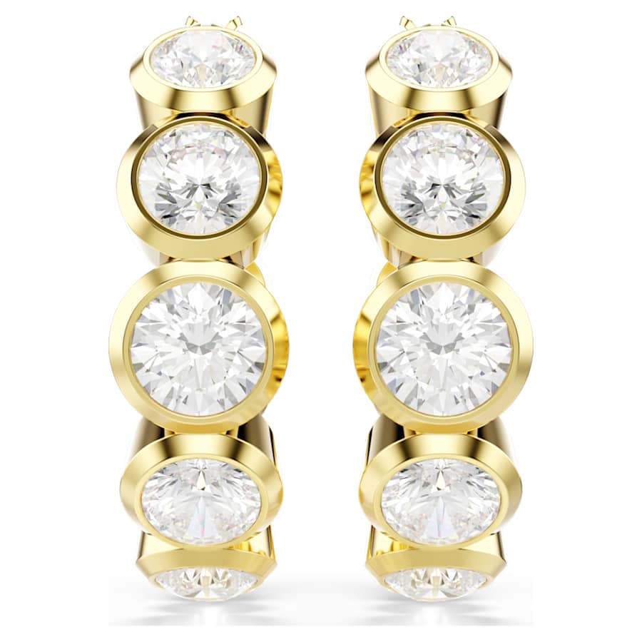 ARETES SWAROVSKI IMBER, DISEÑO MINI HOOP, BLANCO, BAÑO TONO ORO