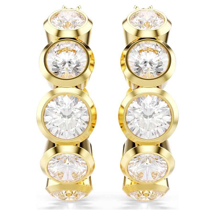 ARETES SWAROVSKI IMBER TALLA REDONDA, BLANCO, BAÑO TONO ORO