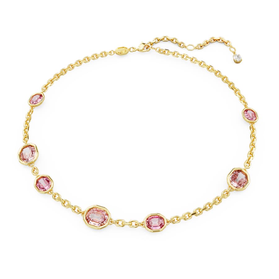 COLLAR SWAROVSKI IMBER TALLA OCTOGONAL, ROSA, BAÑO TONO ORO