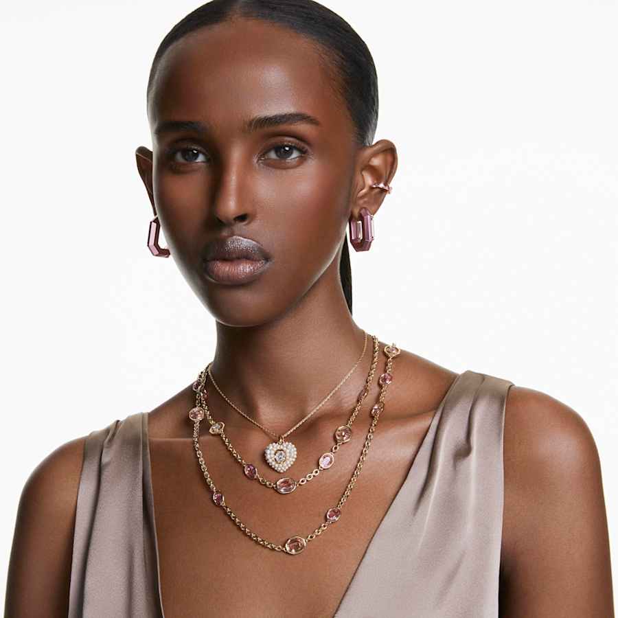 COLLAR SWAROVSKI IMBER, SCATTERED, ROSA, BAÑO TONO ORO