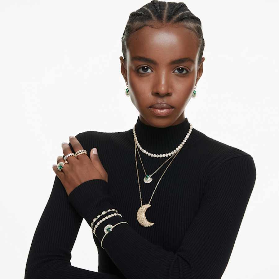 ANILLO SWAROVSKI IMBER TALLA REDONDA, BLANCO, BAÑO TONO ORO, TALLA 55