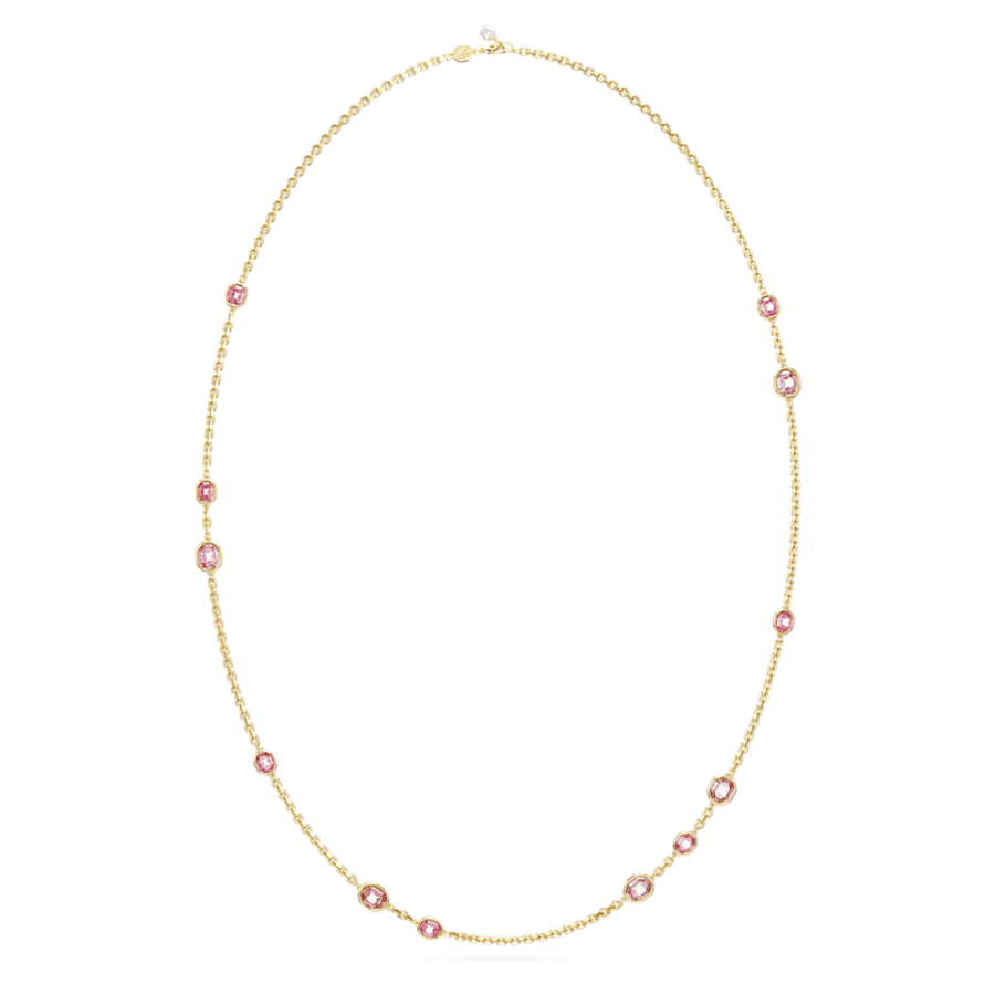 COLLAR SWAROVSKI IMBER TALLA OCTOGONAL, LARGO, ROSA, BAÑO TONO ORO