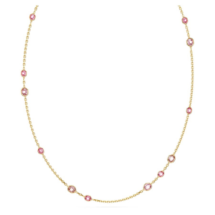 COLLAR SWAROVSKI IMBER TALLA OCTOGONAL, LARGO, ROSA, BAÑO TONO ORO