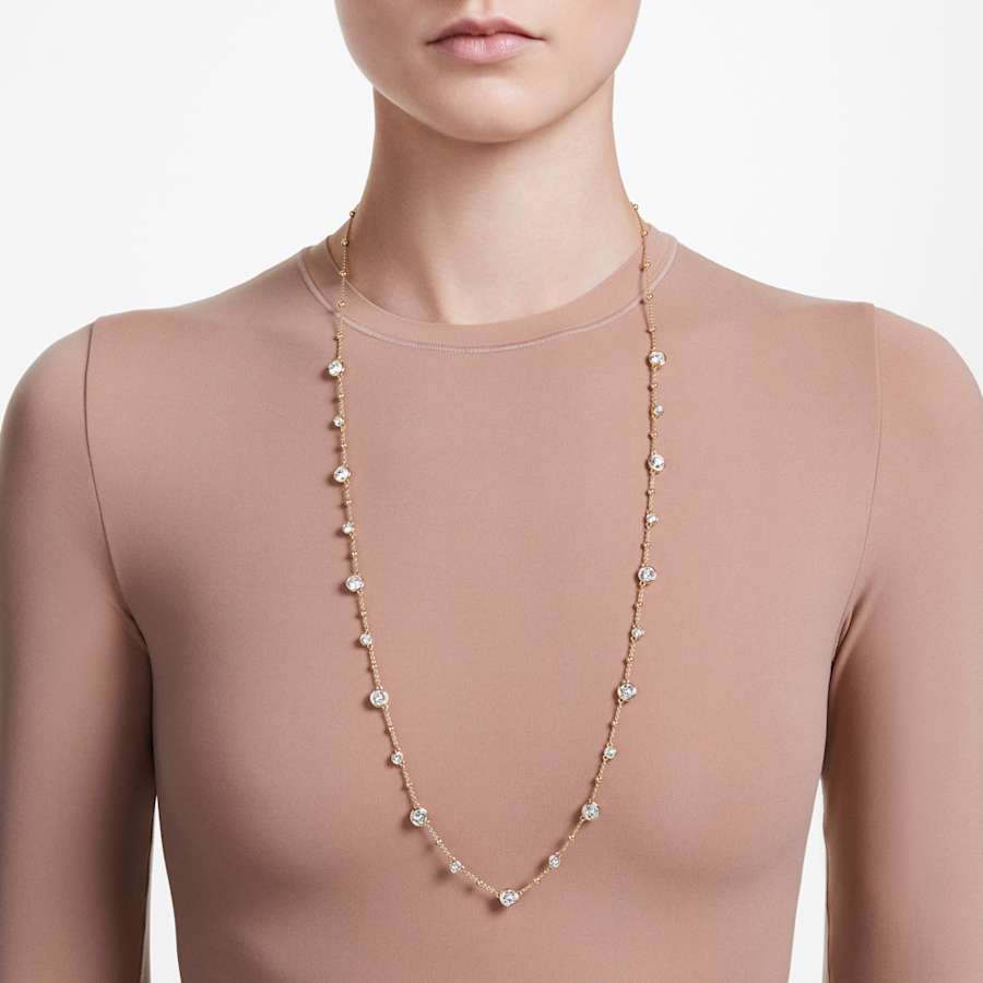 COLLAR SWAROVSKI IMBER TALLA REDONDA, BLANCO, BAÑO TONO ORO