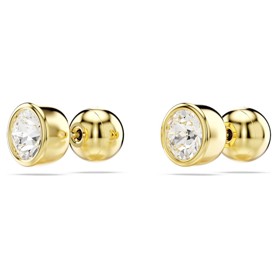 ARETES SWAROVSKI  IMBER TALLA REDONDA, BLANCO, BAÑO TONO ORO