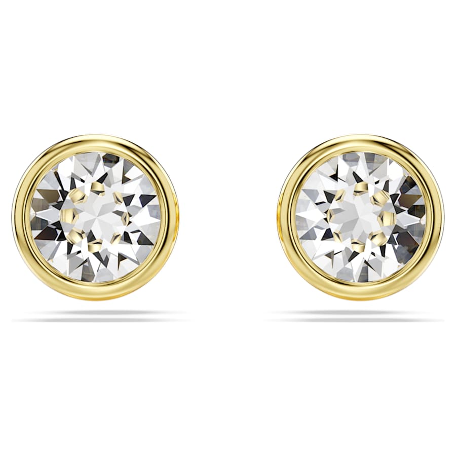 ARETES SWAROVSKI IMBER, DISEÑO STUD, CRISTAL, BAÑO TONO ORO