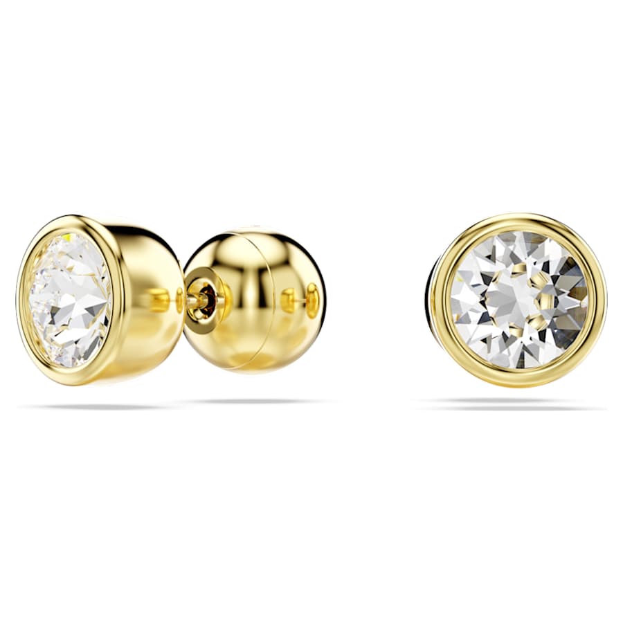 ARETES SWAROVSKI IMBER, DISEÑO STUD, CRISTAL, BAÑO TONO ORO
