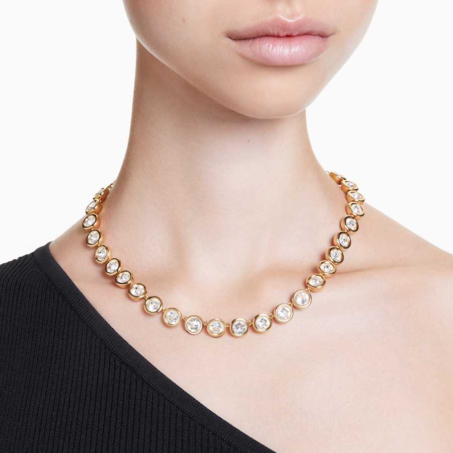 COLLAR SWAROVSKI IMBER TENNIS TALLA REDONDA, BLANCO, BAÑO TONO ORO