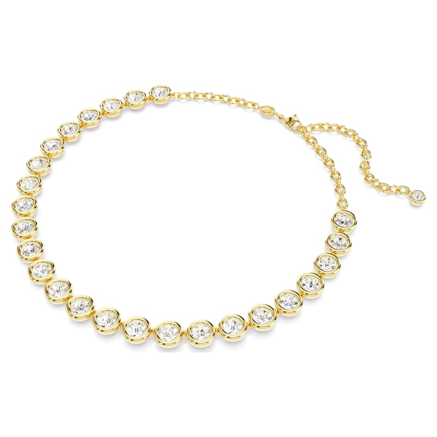 COLLAR SWAROVSKI IMBER TENNIS TALLA REDONDA, BLANCO, BAÑO TONO ORO