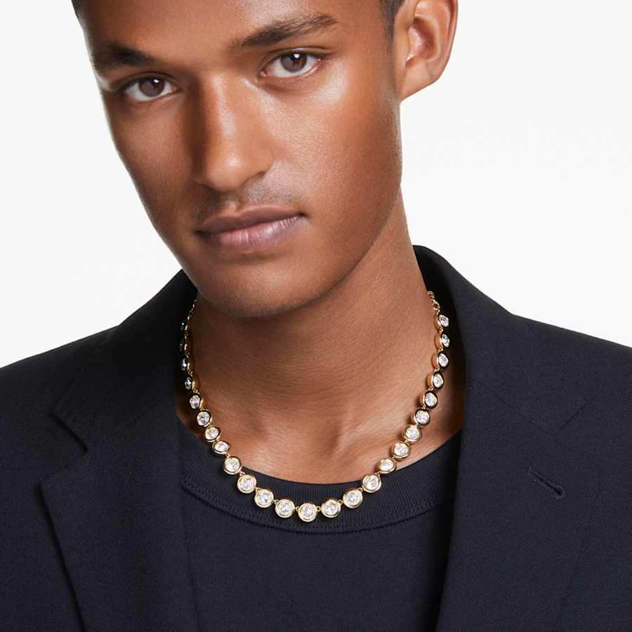 COLLAR SWAROVSKI IMBER TENNIS TALLA REDONDA, BLANCO, BAÑO TONO ORO