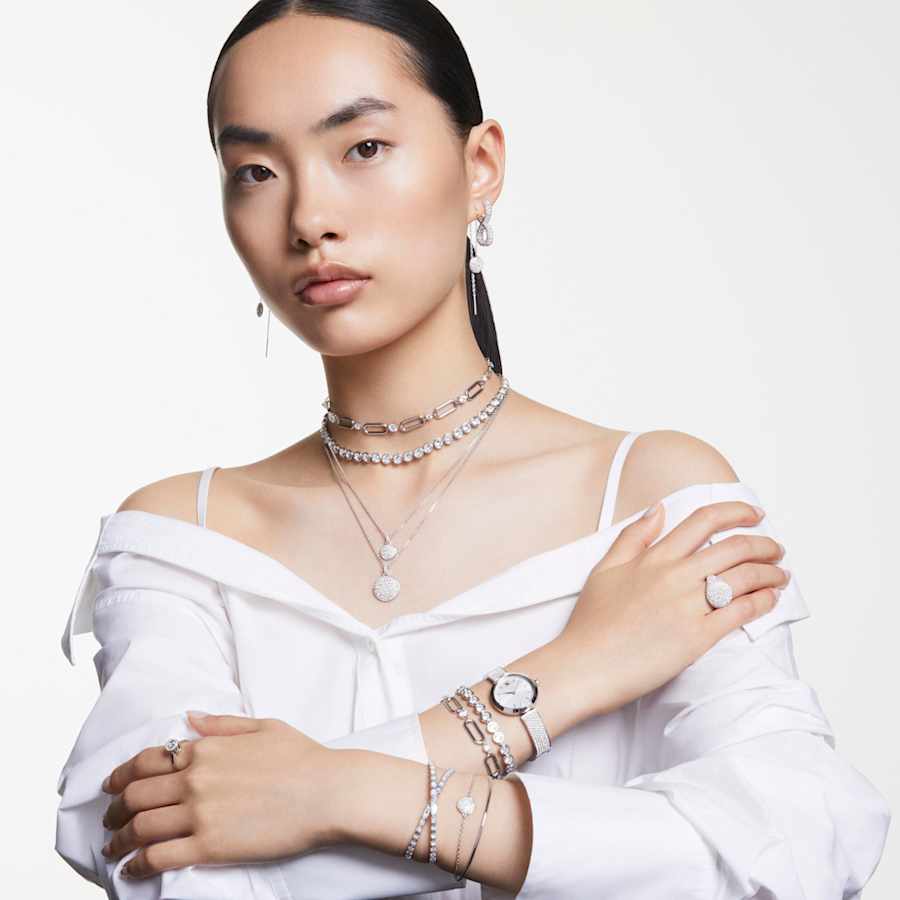 COLLAR SWAROVSKI IMBER TENNIS TALLA REDONDA, BLANCO, BAÑO DE RODIO