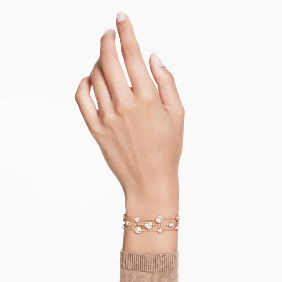 PULSERA SWAROVSKI IMBER TALLA REDONDA, BLANCA, BAÑO TONO ORO, TALLA M