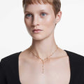 COLLAR SWAROVSKI IMBER EN Y, TALLA REDONDA, BLANCO, BAÑO TONO ORO