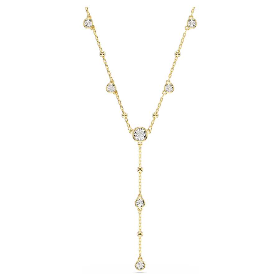 COLLAR SWAROVSKI IMBER EN Y, TALLA REDONDA, BLANCO, BAÑO TONO ORO