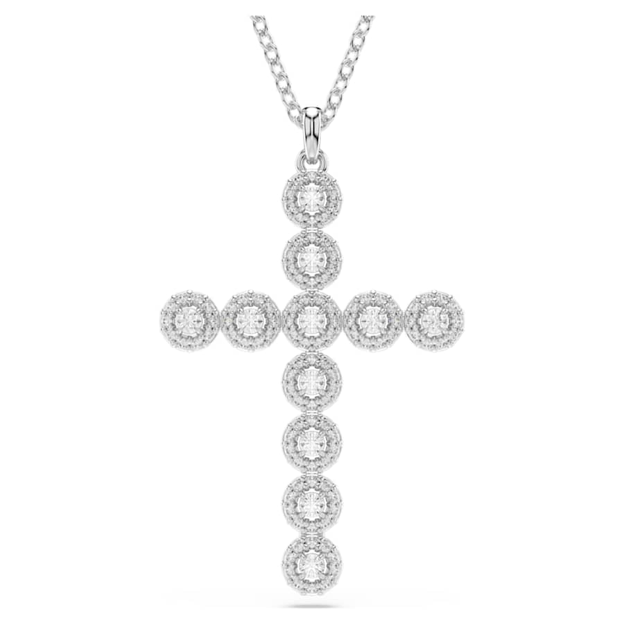 COLLAR SWAROVSKI INSIGNE TALLAS MIXTAS, CRUZ, BLANCO, BAÑO DE RODIO