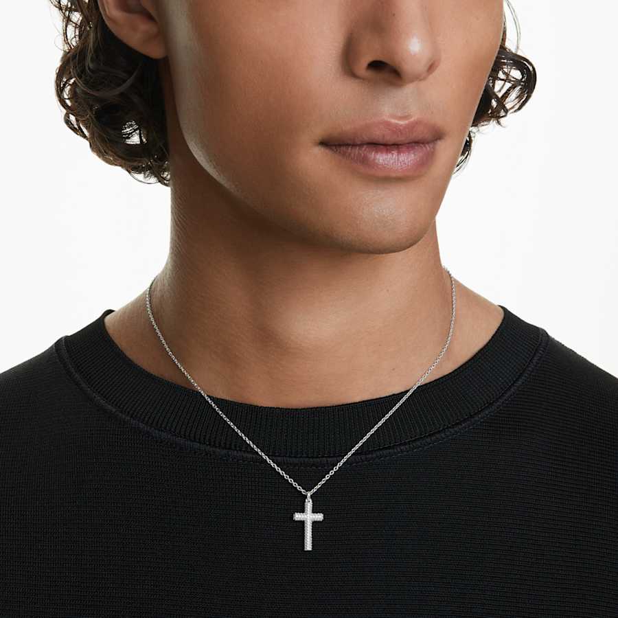 COLLAR SWAROVSKI INSIGNE, DISEÑO CRUZ, BLANCO, BAÑO DE RODIO