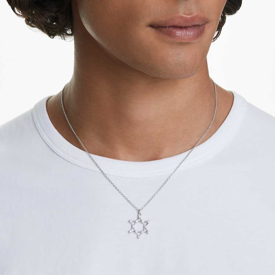 COLLAR SWAROVSKI INSIGNE TALLA REDONDA, ESTRELLA, BLANCO, BAÑO DE RODIO