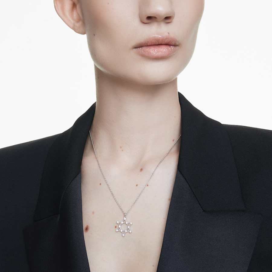 COLLAR SWAROVSKI INSIGNE TALLA REDONDA, ESTRELLA, BLANCO, BAÑO DE RODIO