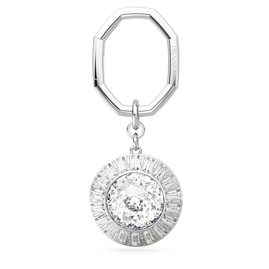 LLAVERO SWAROVSKI TALLA REDONDA, BLANCO, BAÑO DE RODIO