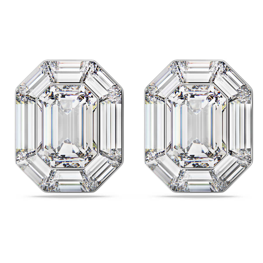 ARETES SWAROVSKI LUCENT TALLA OCTOGONAL, BLANCO