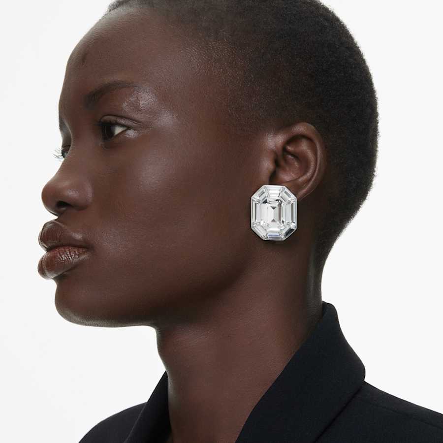 ARETES SWAROVSKI LUCENT TALLA OCTOGONAL, BLANCO