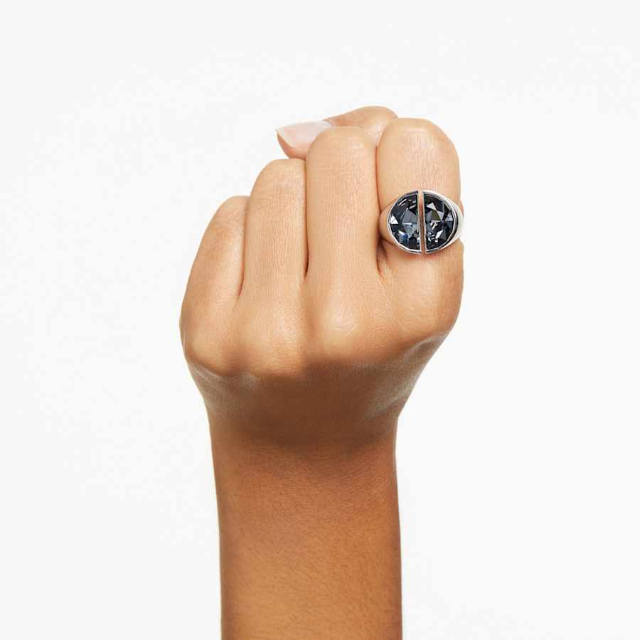 ANILLO SWAROVSKI LUCENT, GRIS, BAÑO DE RODIO, TALLA 55