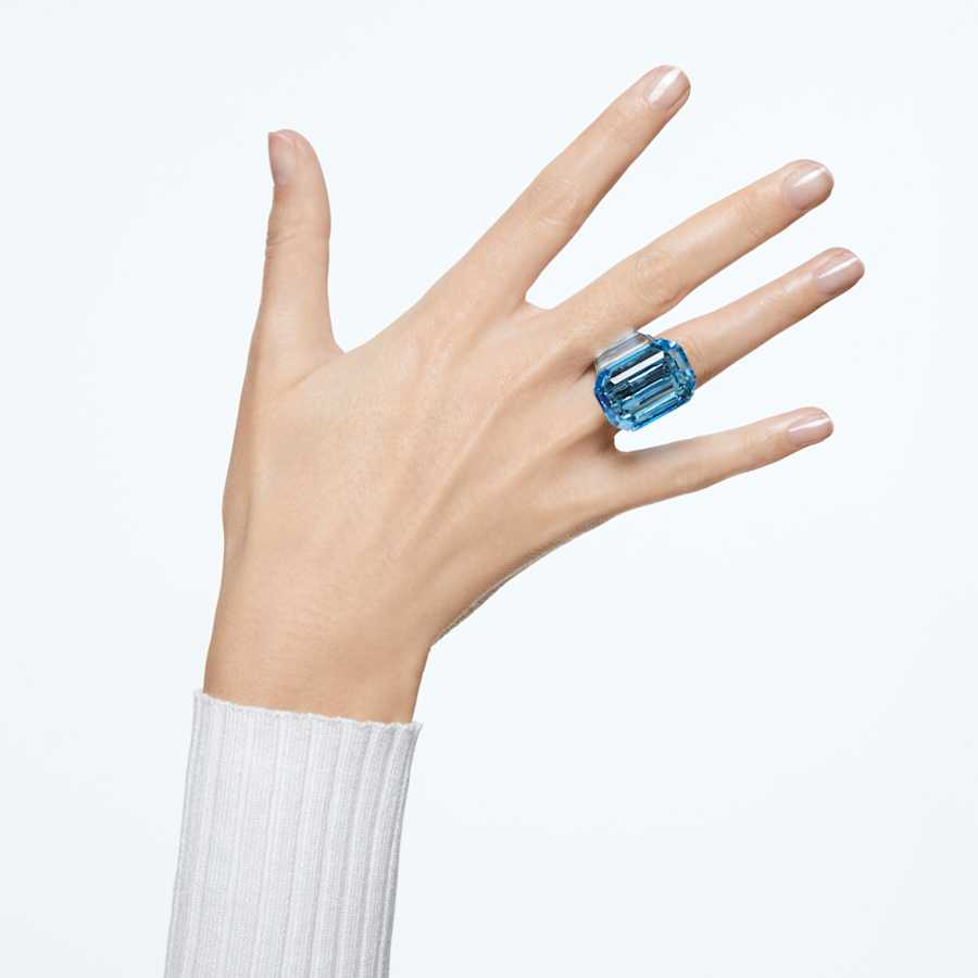 ANILLO SWAROVSKI  LUCENT TALLA OCTOGONAL, AZUL, TALLA 55