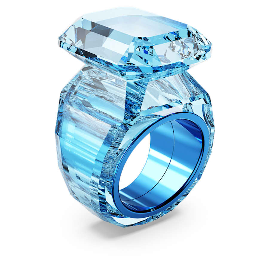 ANILLO SWAROVSKI  LUCENT TALLA OCTOGONAL, AZUL, TALLA 52