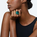 ANILLO SWAROVSKI  LUCENT TALLA OCTOGONAL, VERDE, TALLA 55