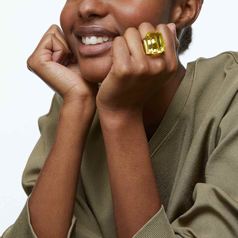 ANILLO SWAROVSKI  LUCENT TALLA OCTOGONAL, AMARILLO, TALLA 55