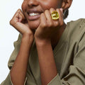 ANILLO SWAROVSKI LUCENT TALLA OCTOGONAL, AMARILLO, TALLA 58