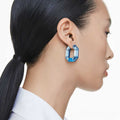 ARETES SWAROVSKI LUCENT FORMA OCTAGONAL, PEQUECÑOS, AZULES