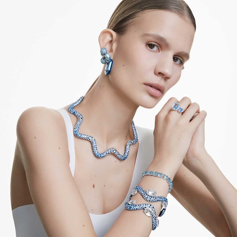 ARETES SWAROVSKI  LUCENT FORMA OCTAGONAL, PEQUECÑOS, AZULES