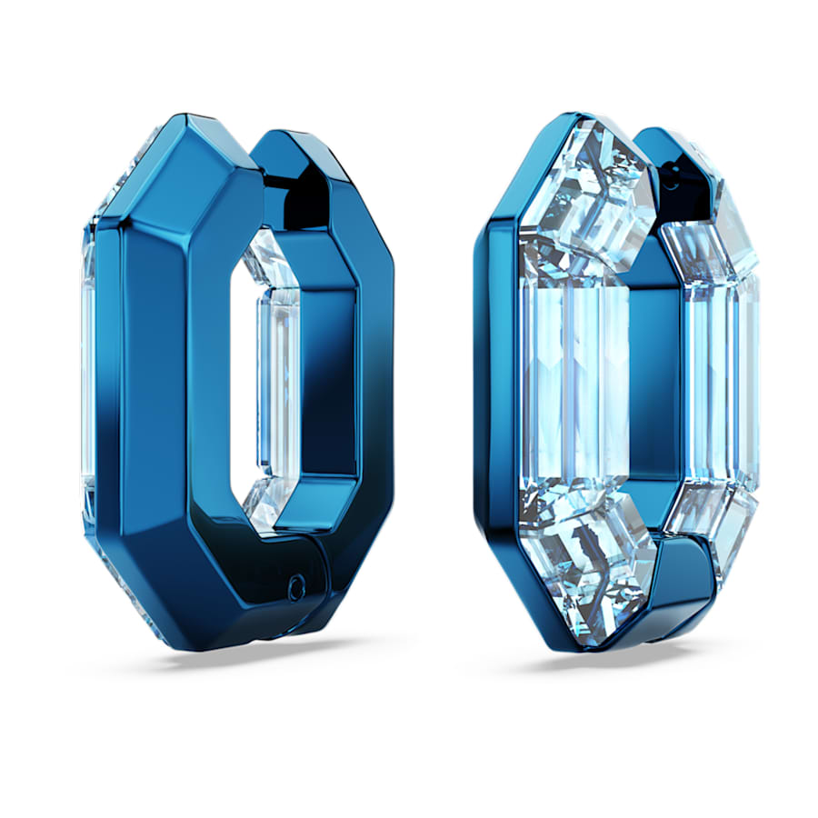ARETES SWAROVSKI LUCENT FORMA OCTAGONAL, PEQUECÑOS, AZULES