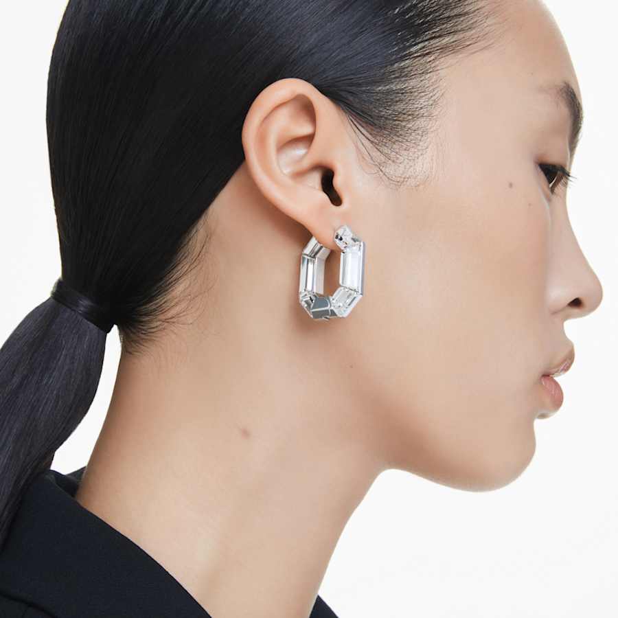 ARETES SWAROVSKI LUCENT FORMA OCTAGONAL, PEQUECÑOS, BLANCO