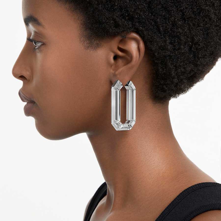 ARETES SWAROVSKI LUCENT ARTE, FORMA OCTAGONAL, BLANCO
