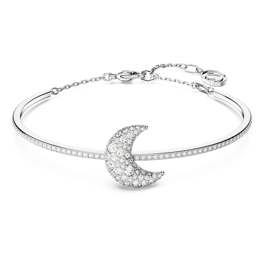 PULSERA SWAROVSKI LUNA, BLANCO, BAÑO DE RODIO, TALLA M