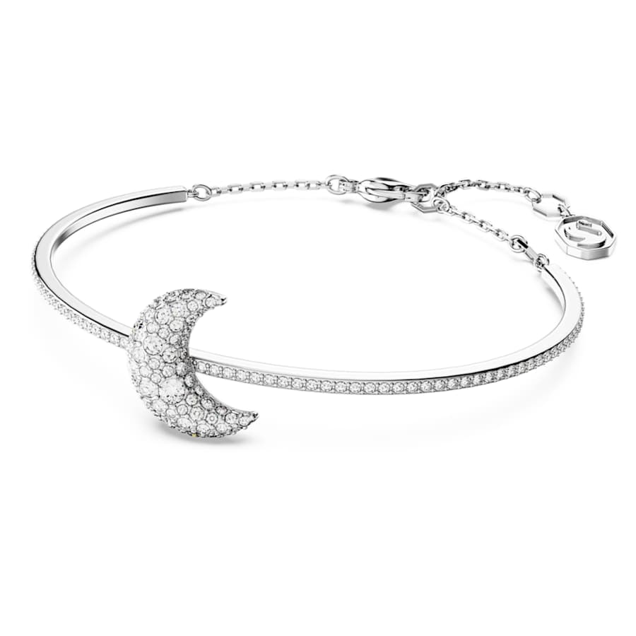PULSERA SWAROVSKI LUNA, BLANCO, BAÑO DE RODIO, TALLA M