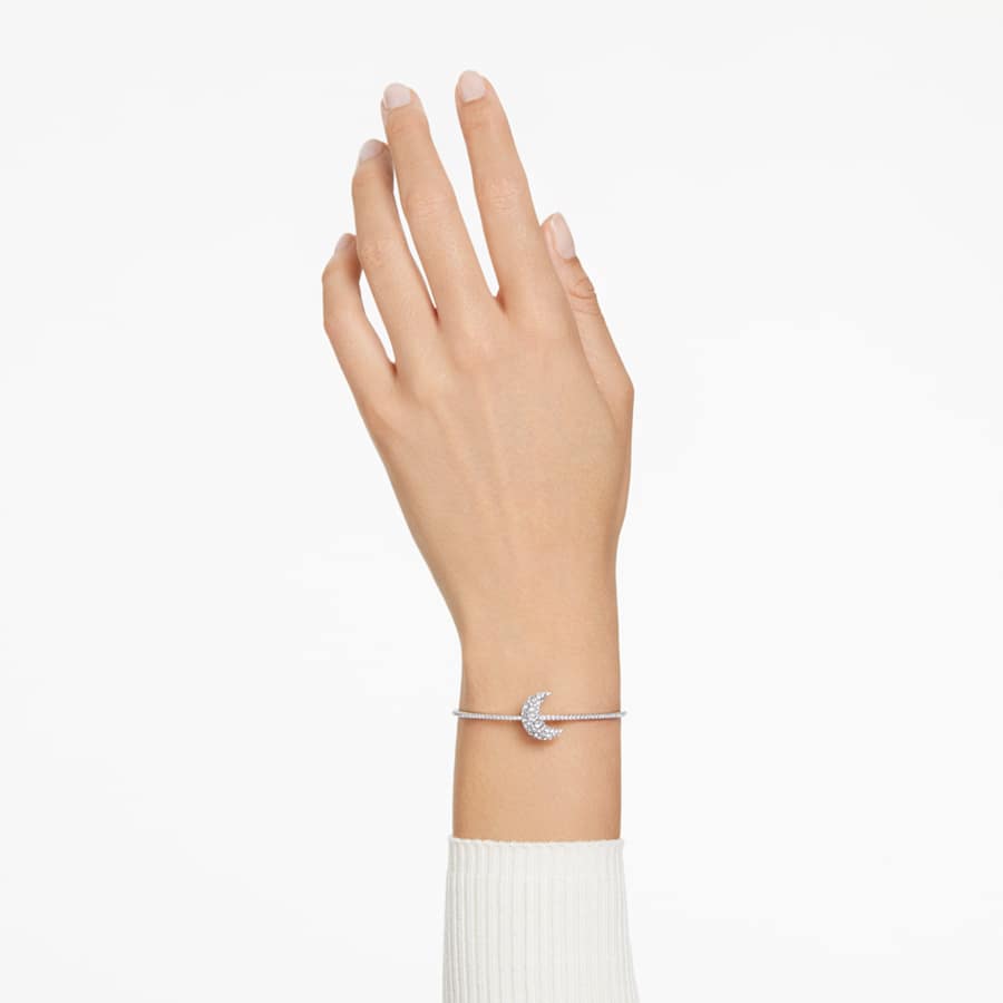 PULSERA SWAROVSKI LUNA, BLANCO, BAÑO DE RODIO, TALLA M