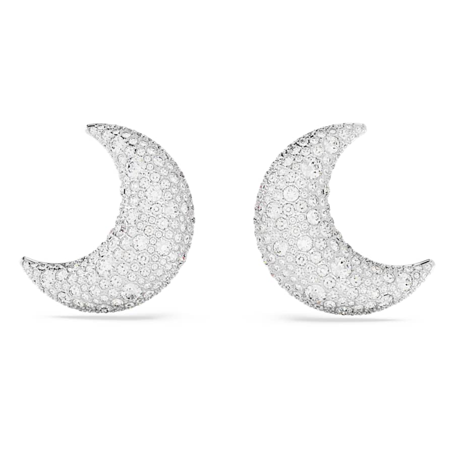 ARETES SWAROVSKI  LUNA LUNA, BLANCO, BAÑO DE RODIO